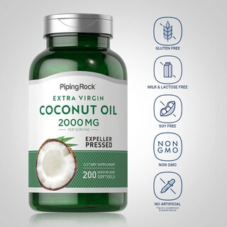 Foto 3 | Cápsulas De Gel Blando De Aceite De Coco Piping Rock, 2000 Mg, 200 Unidades - Venta Internacional.