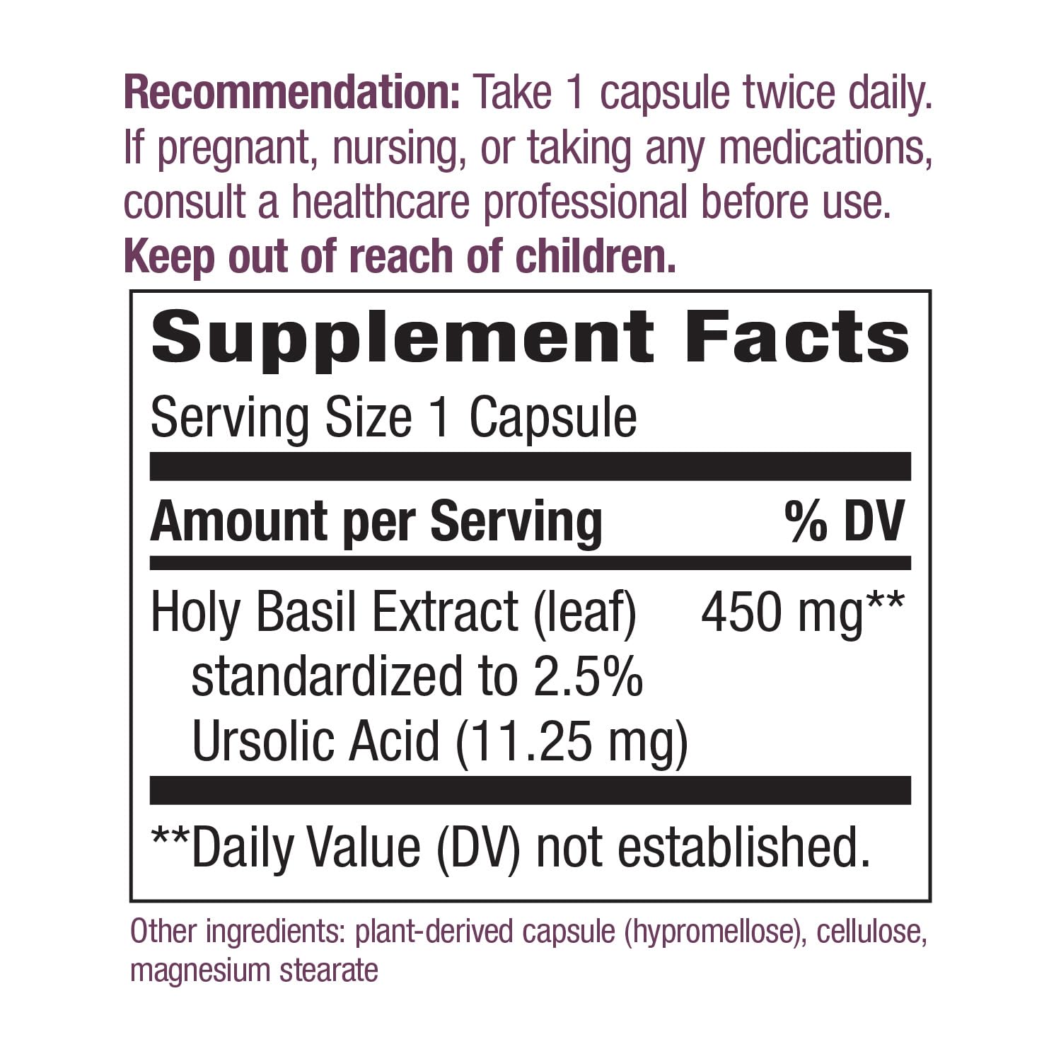 Foto 3 pulgar | Suplemento De Extracto Premium De Albahaca Sagrada De Nature's Way, 450 Mg - Venta Internacional.