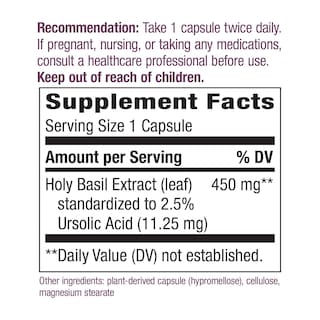 Foto 2 | Suplemento De Extracto Premium De Albahaca Sagrada De Nature's Way, 450 Mg - Venta Internacional.