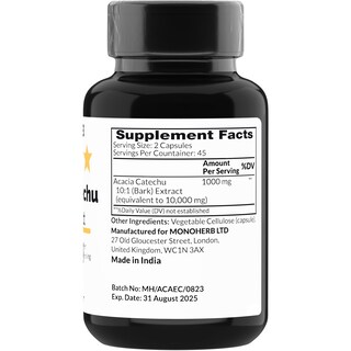 Foto 2 | Suplemento Monoherb Extracto De Acacia Catechu 1000 Mg 90 Cápsulas - Venta Internacional.
