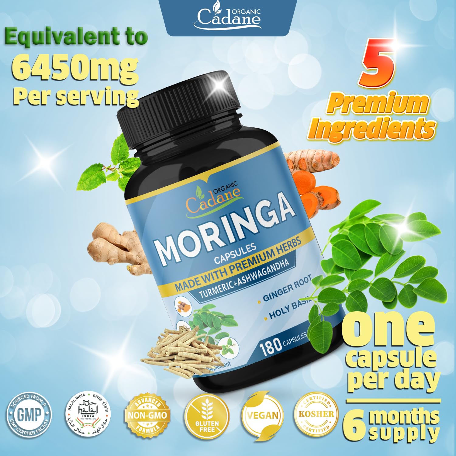 Foto 7 pulgar | Suplemento Orgánico De Extracto De Moringa De Cadane (6450 Mg) - Venta Internacional.