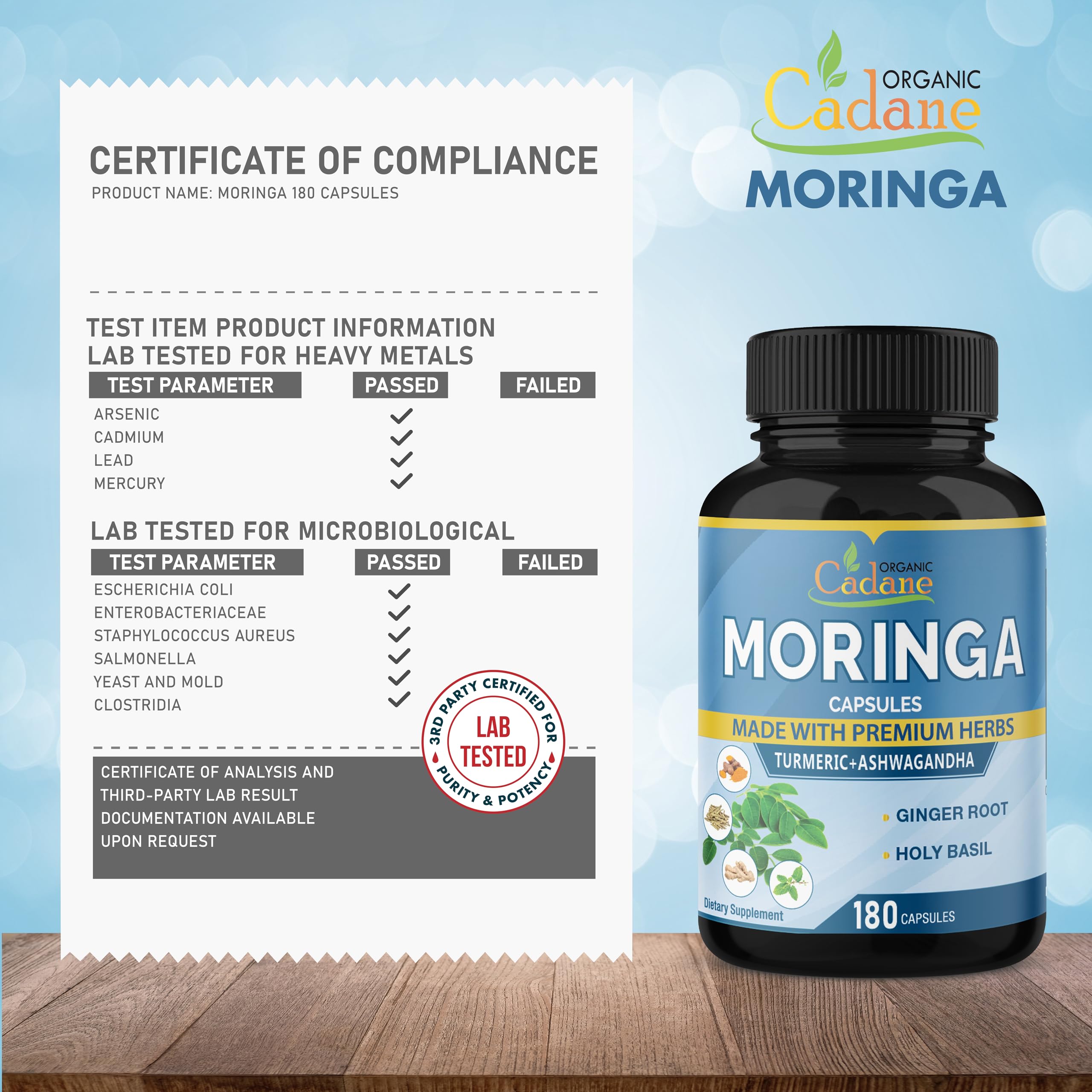 Foto 7 | Suplemento Orgánico De Extracto De Moringa De Cadane (6450 Mg) - Venta Internacional.