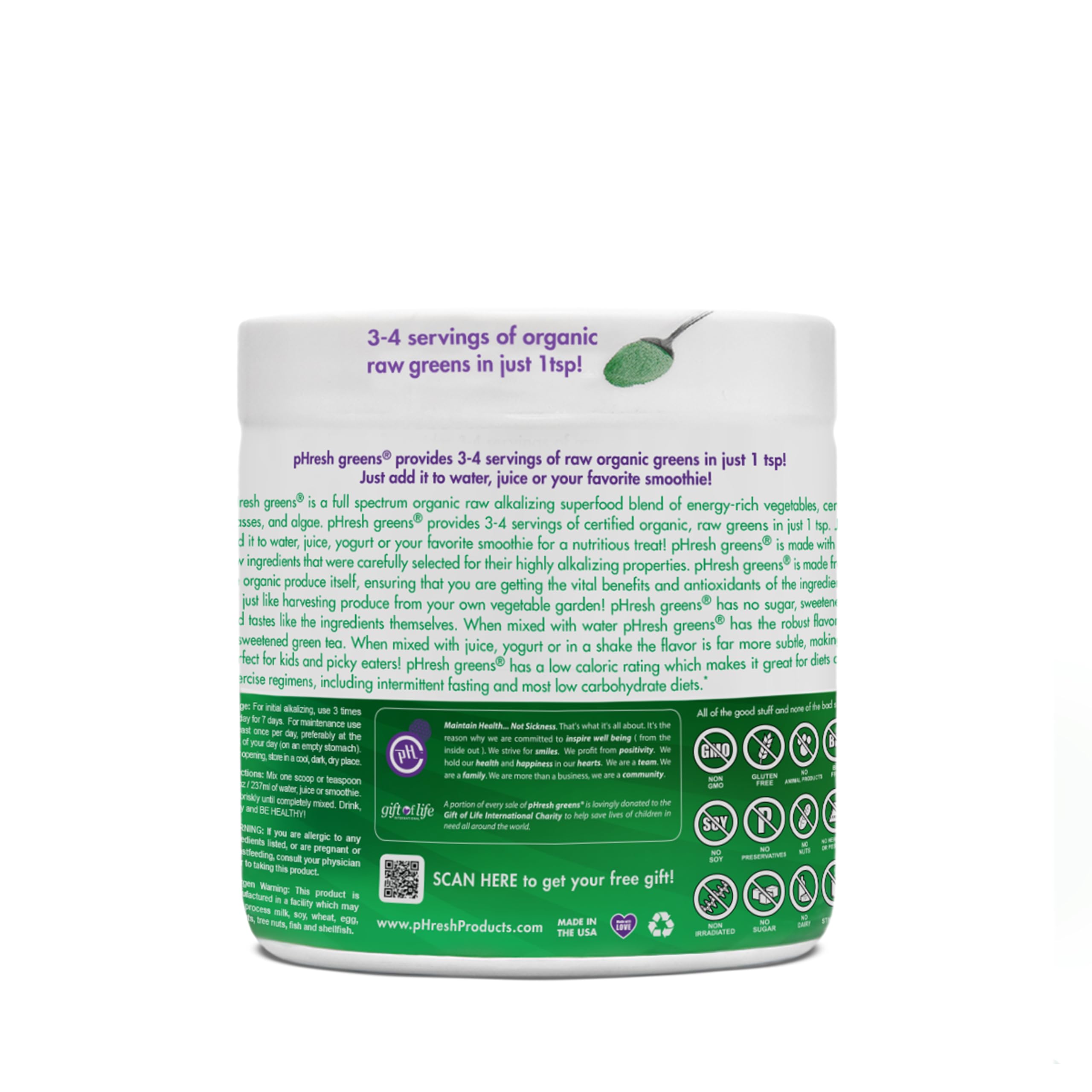 Foto 3 pulgar | Suplemento Phresh Greens, Superalimento Alcalinizante Crudo, 150 Ml - Venta Internacional.