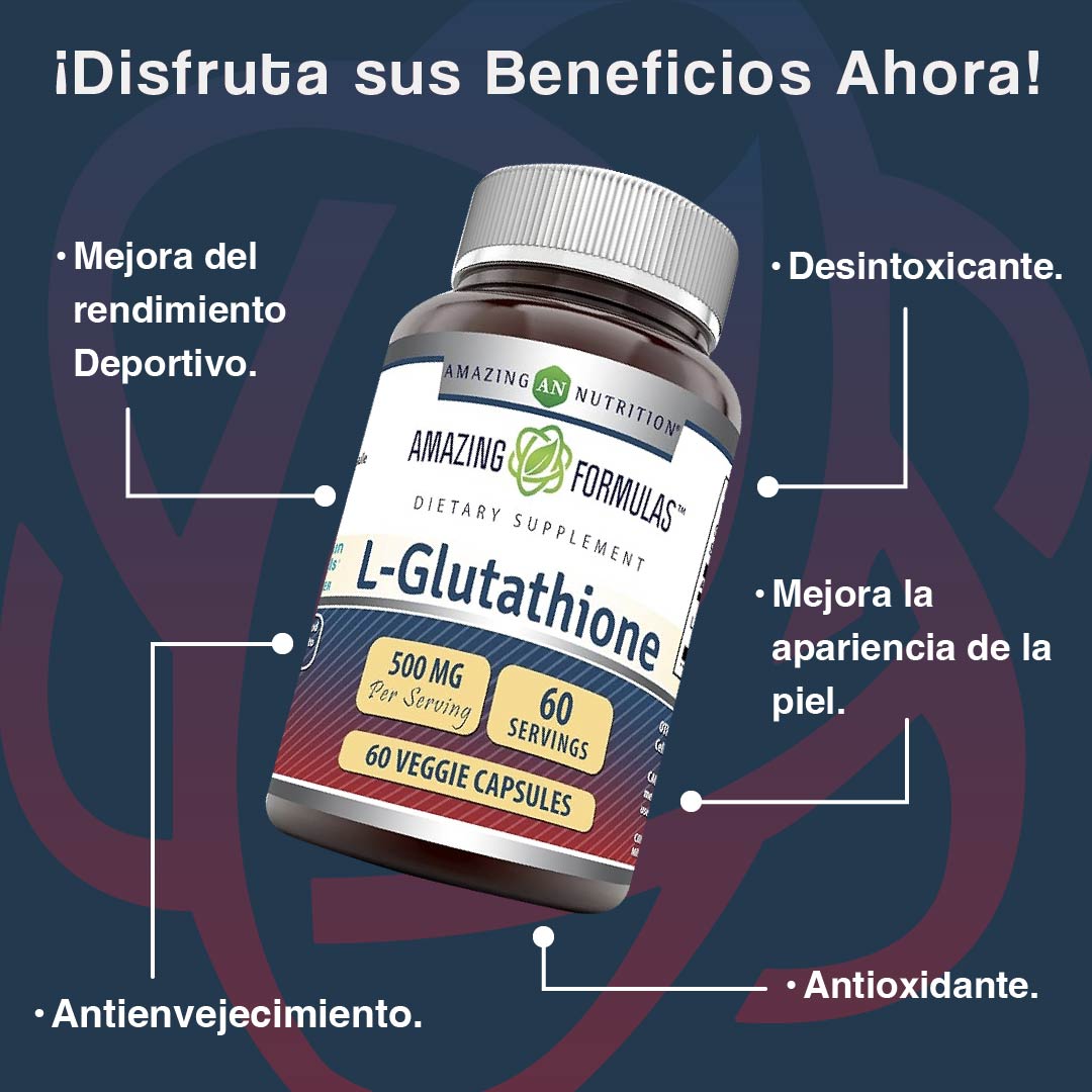 Foto 3 pulgar | Amazing Formulas Glutatión 500mg Antioxidante Potente 60 Capsulas