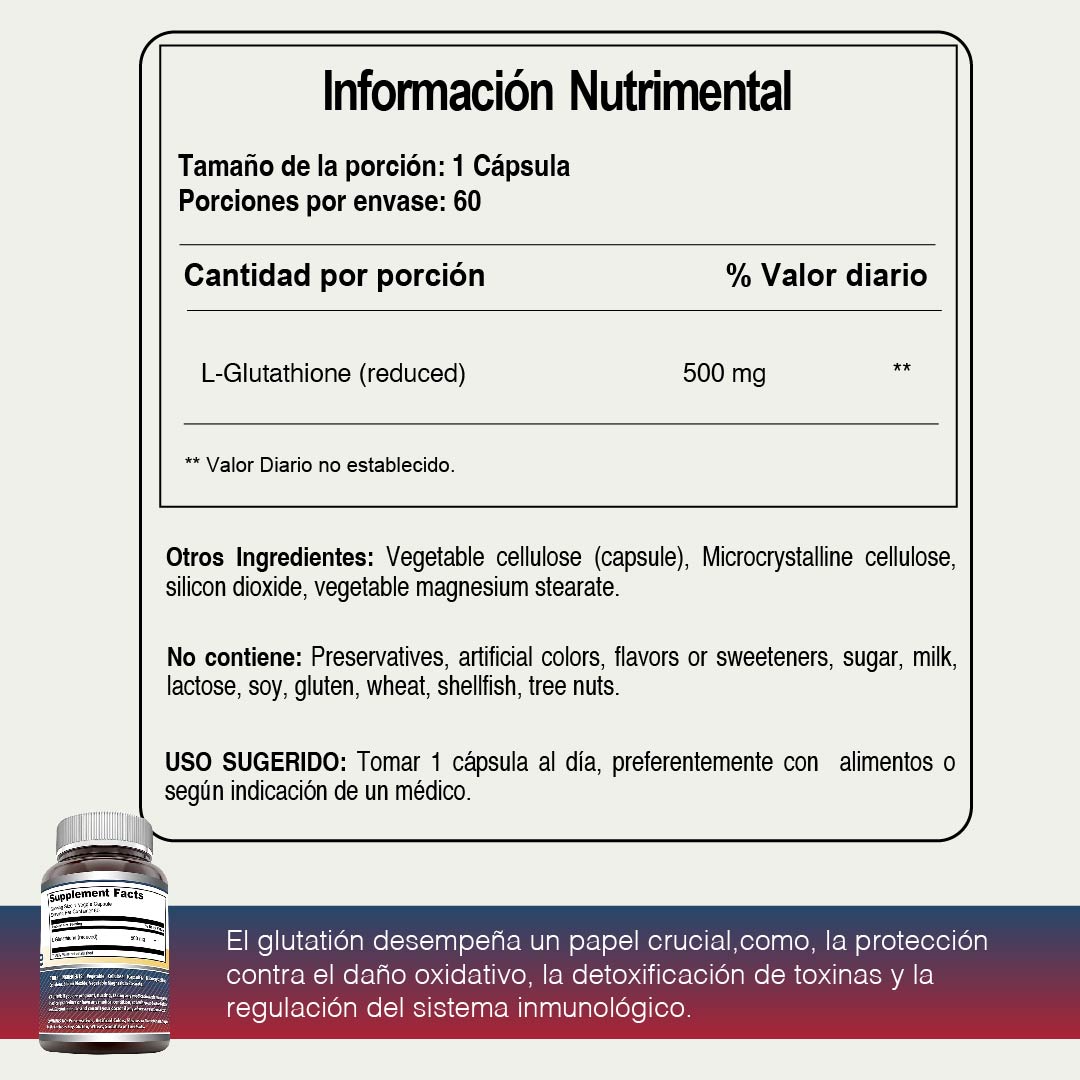 Foto 5 pulgar | Amazing Formulas Glutatión 500mg Antioxidante Potente 60 Capsulas