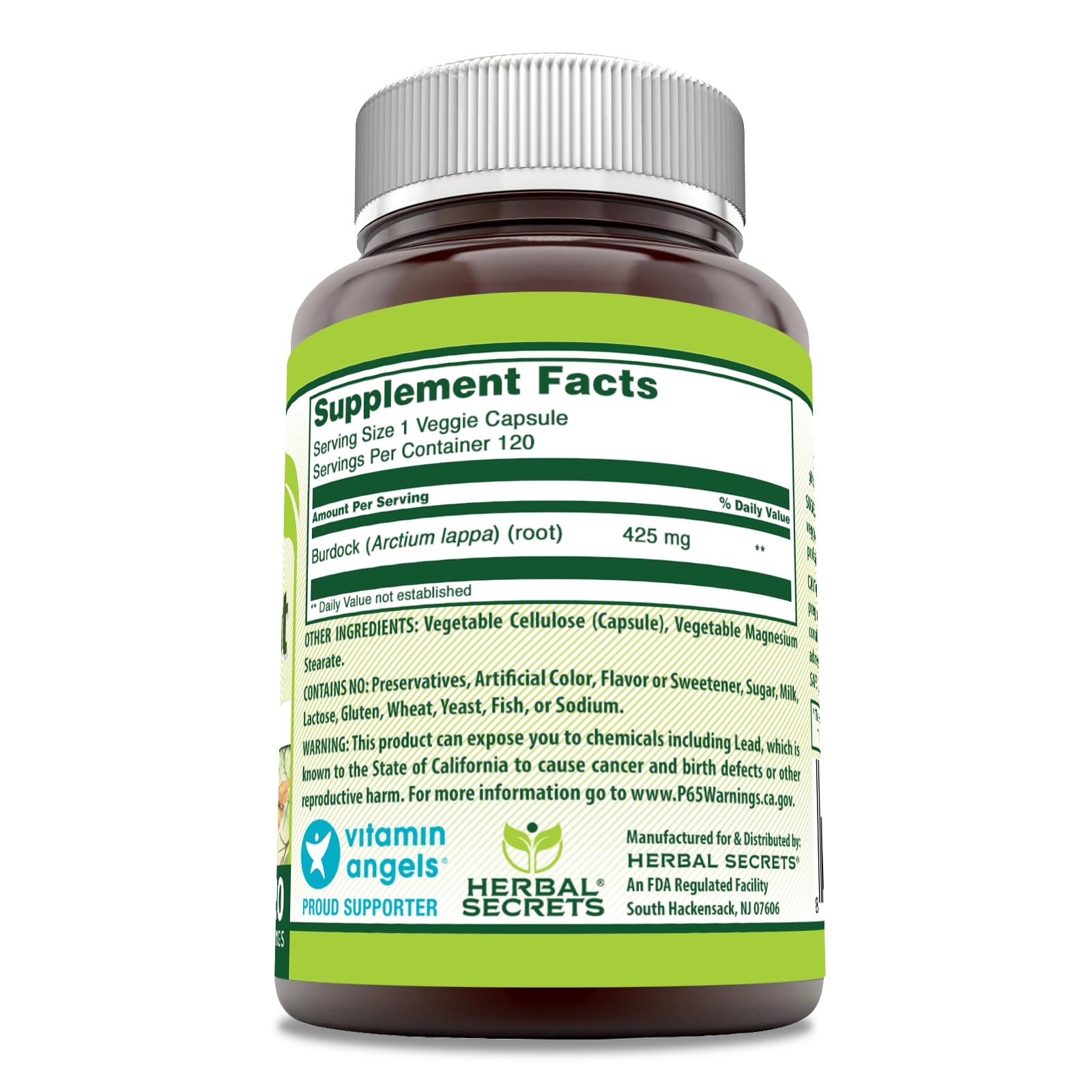 Foto 3 pulgar | Suplemento Herbal Secrets De Raíz De Bardana 425 Mg 120 Cápsulas - Venta Internacional.