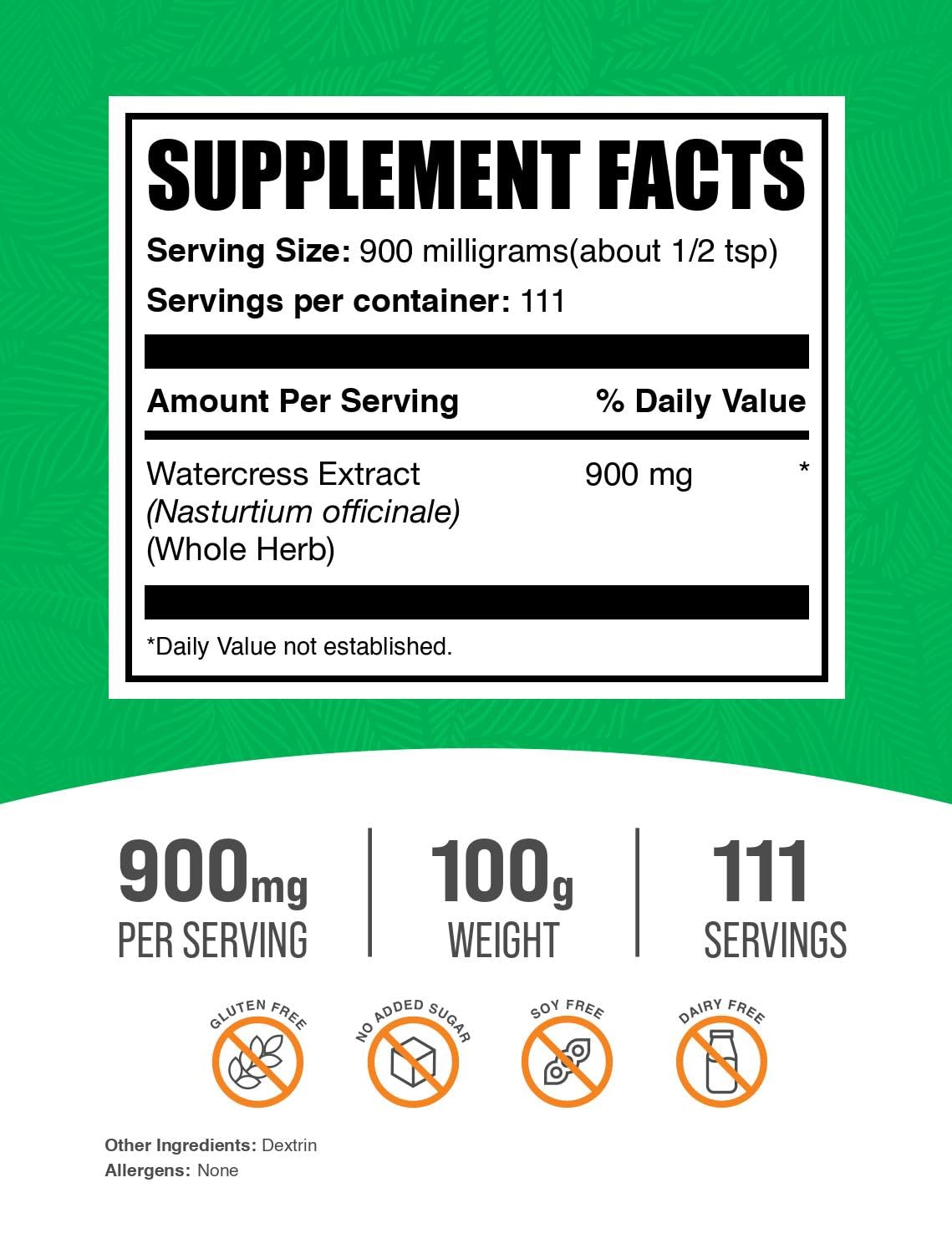 Foto 3 pulgar | Suplemento Bulksupplements.com Extracto De Berro En Polvo 100 G - Venta Internacional.