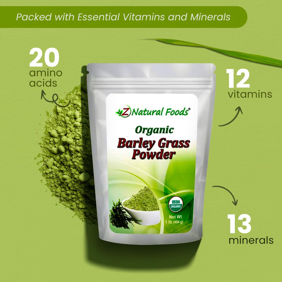 Foto 4 pulgar | Hierba De Cebada Orgánica En Polvo Z Natural Foods 454 G - Venta Internacional.