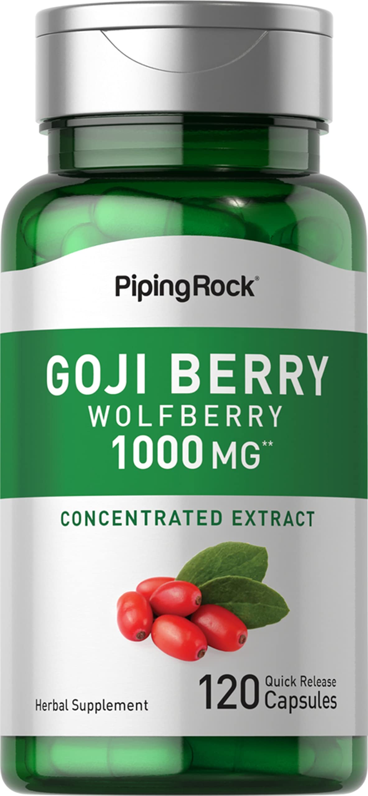 Foto 2 pulgar | Suplemento Piping Rock Goji Berry 1000 Mg 120 Cápsulas - Venta Internacional.