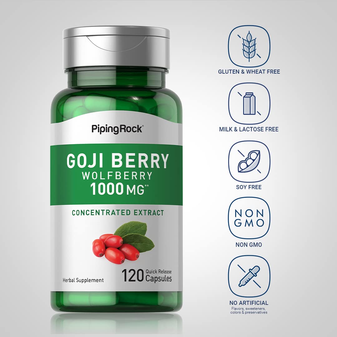 Foto 3 | Suplemento Piping Rock Goji Berry 1000 Mg 120 Cápsulas - Venta Internacional.