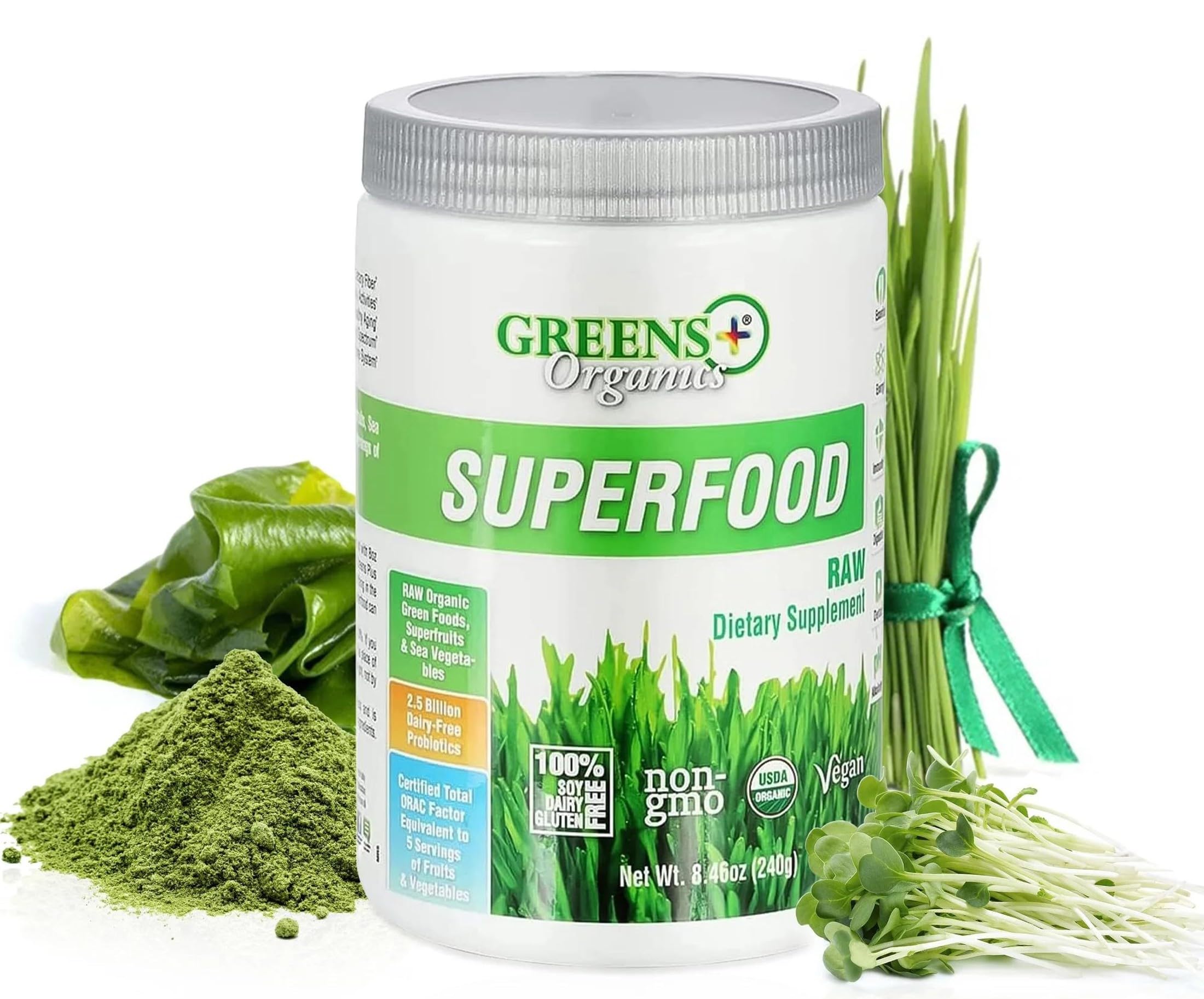 Foto 2 pulgar | Superfood Powder Greens+ Organic Raw Inmune Support 250 Ml - Venta Internacional.
