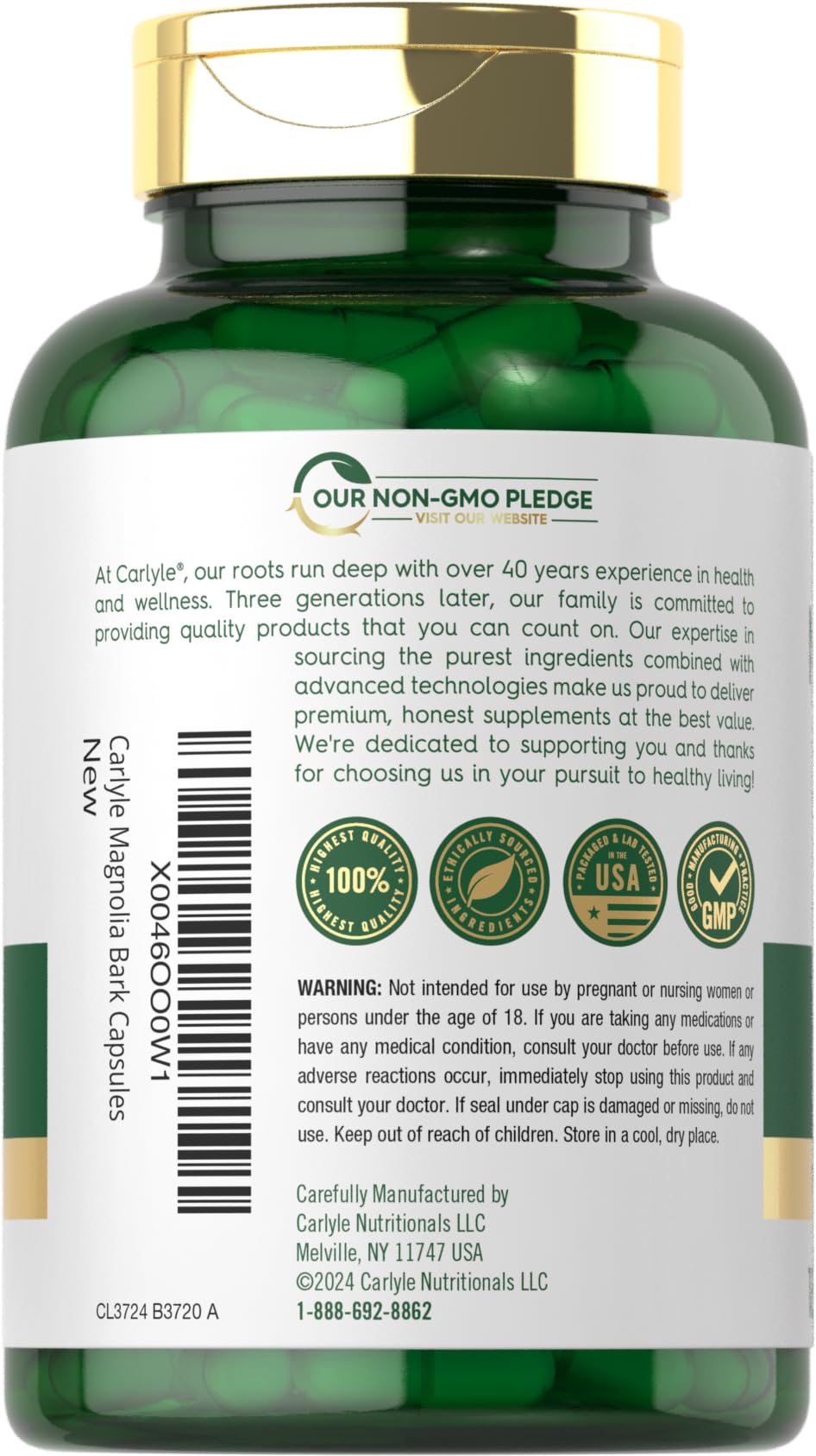 Foto 4 pulgar | Suplemento Carlyle Magnolia Bark 3200 Mg 180 Cápsulas en Polvo - Venta Internacional