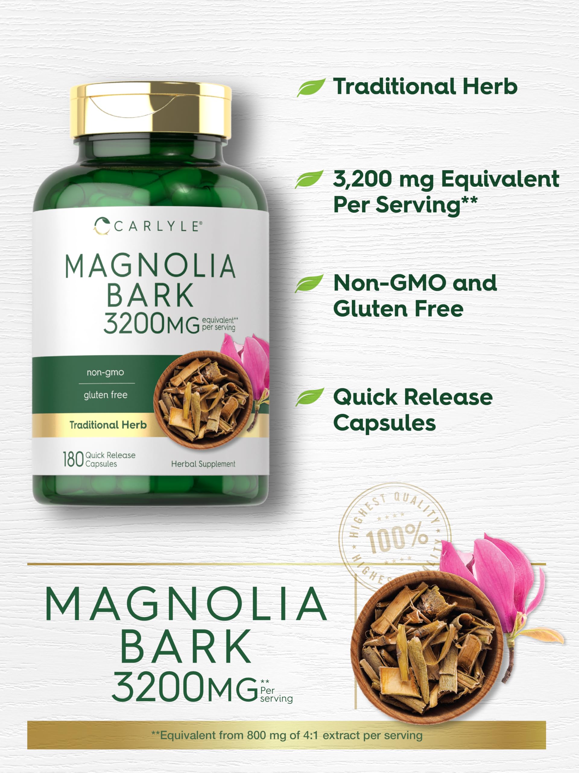 Foto 5 pulgar | Suplemento Carlyle Magnolia Bark 3200 Mg 180 Cápsulas en Polvo - Venta Internacional