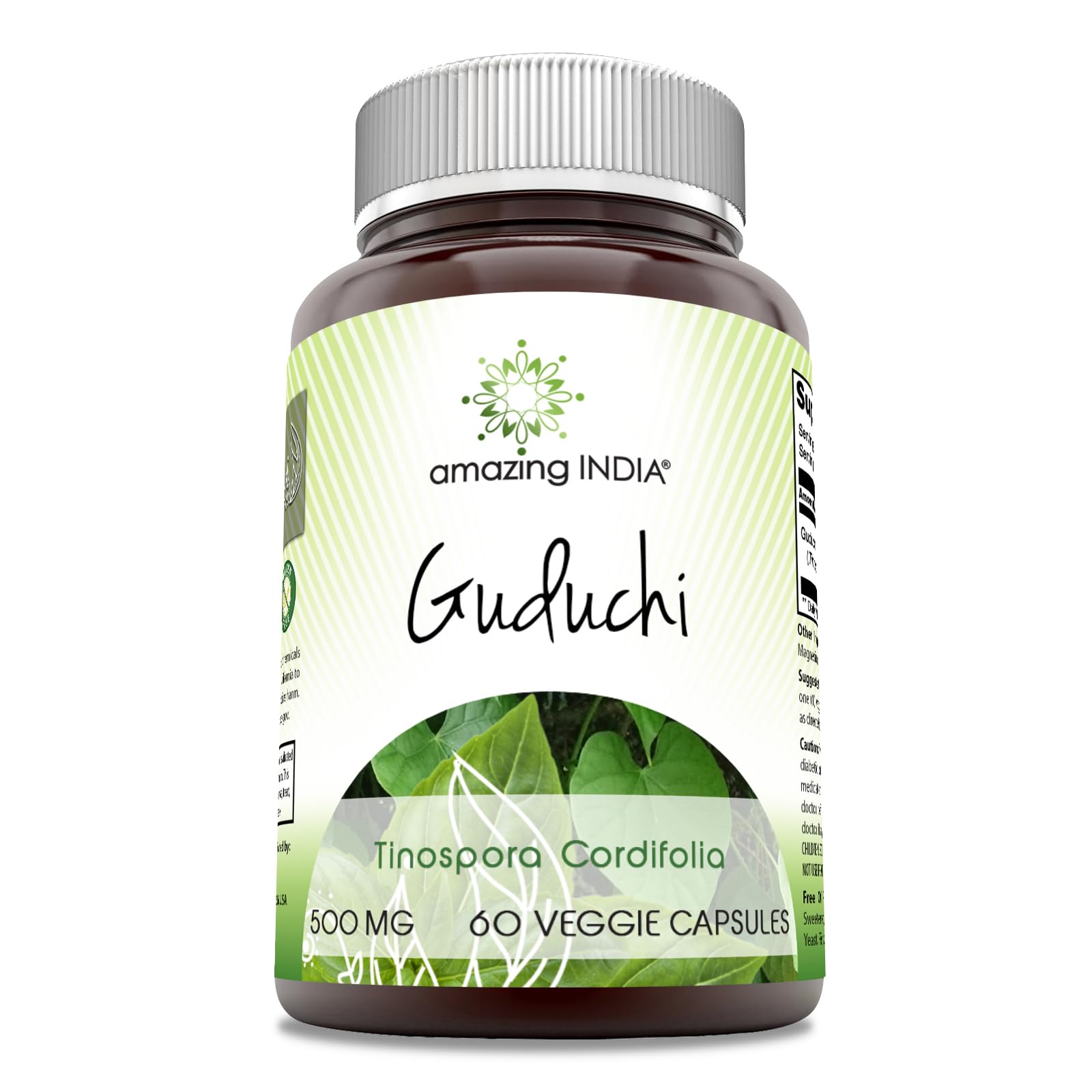 Foto 2 pulgar | Suplemento Amazing India Guduchi 500 Mg 60 Cápsulas Vegetarianas - Venta Internacional.
