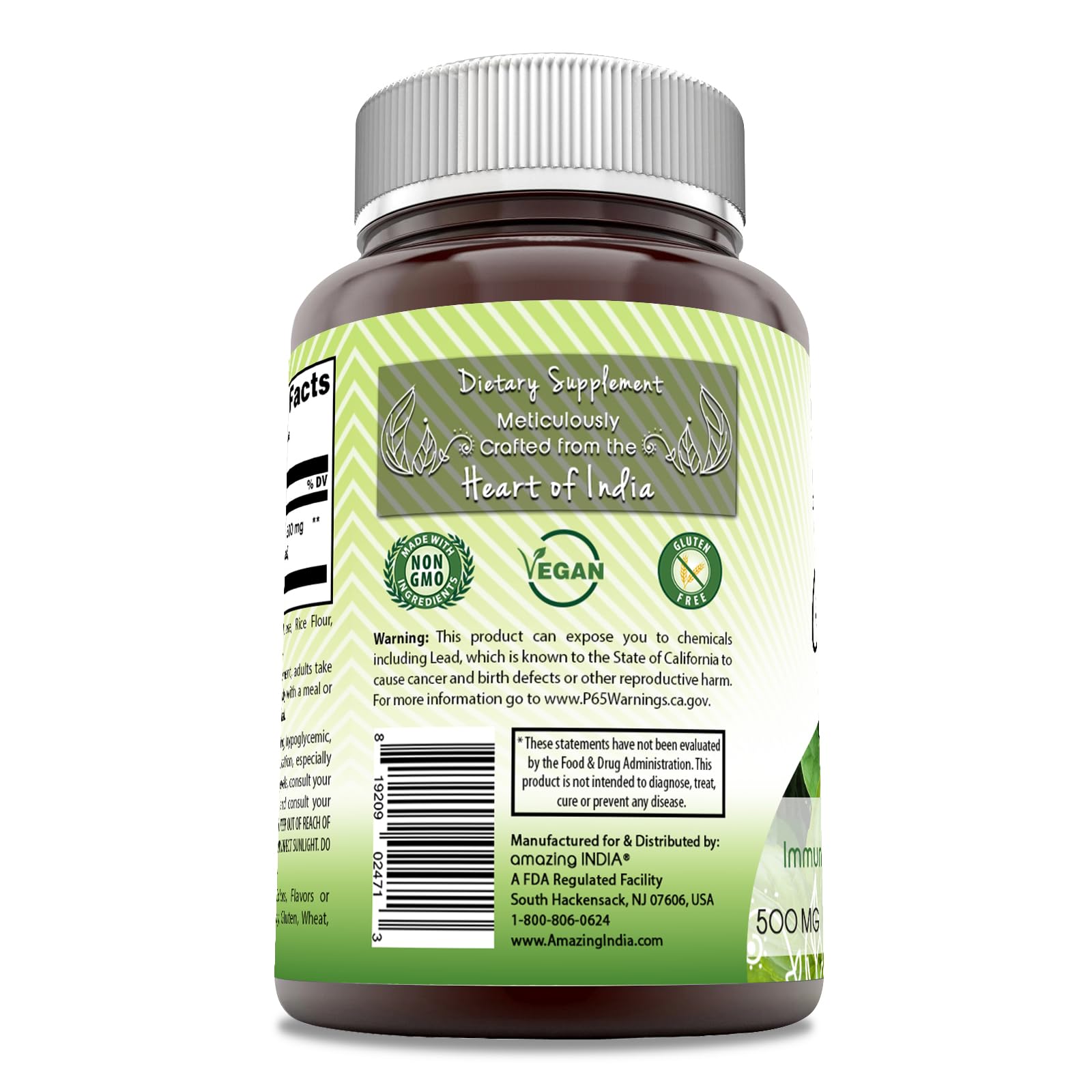 Foto 4 pulgar | Suplemento Amazing India Guduchi 500 Mg 60 Cápsulas Vegetarianas - Venta Internacional.