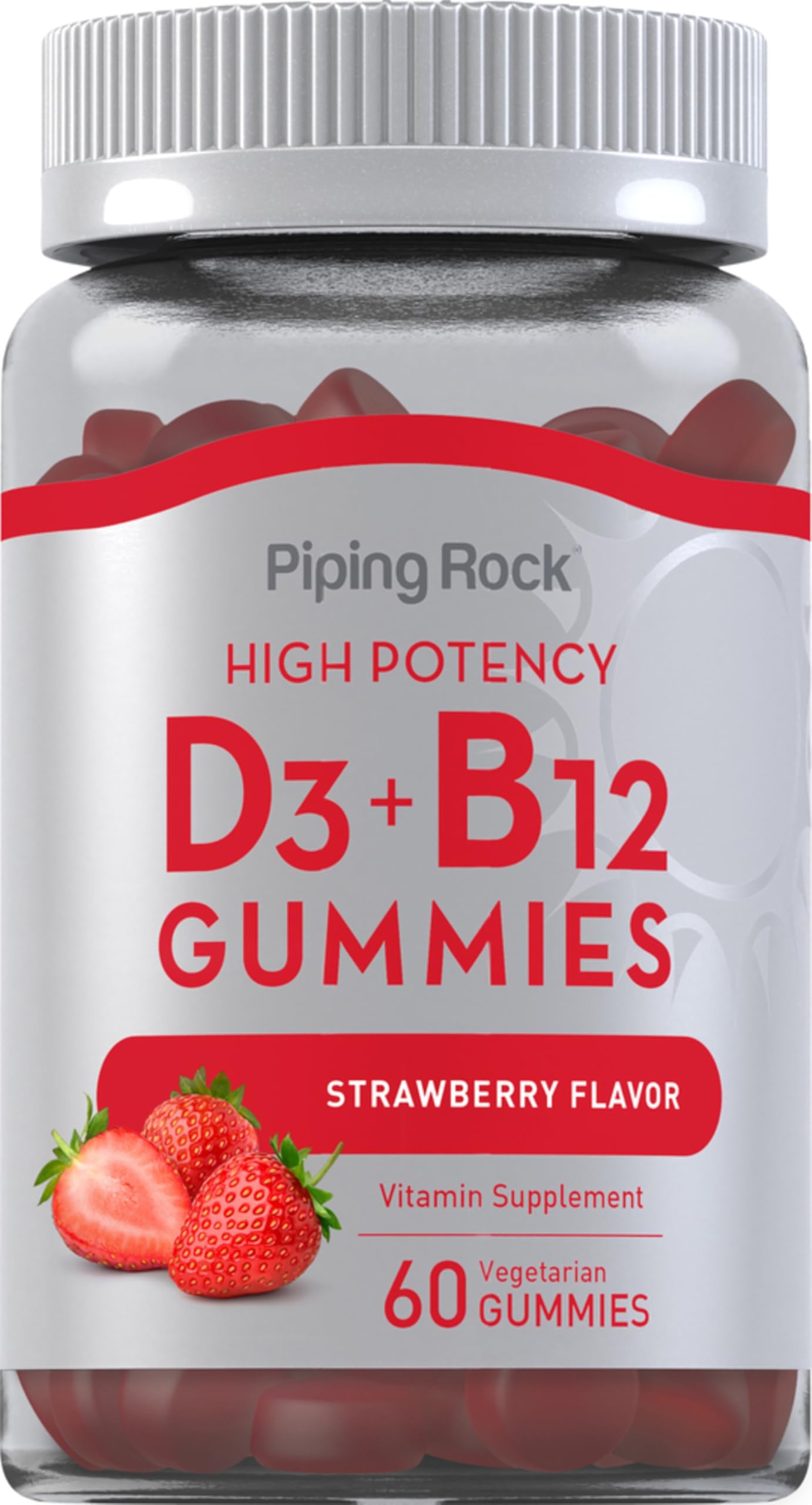 Foto 2 pulgar | Suplemento Piping Rock Con Vitamina D3, B12, Gomitas, Fresa - Venta Internacional.