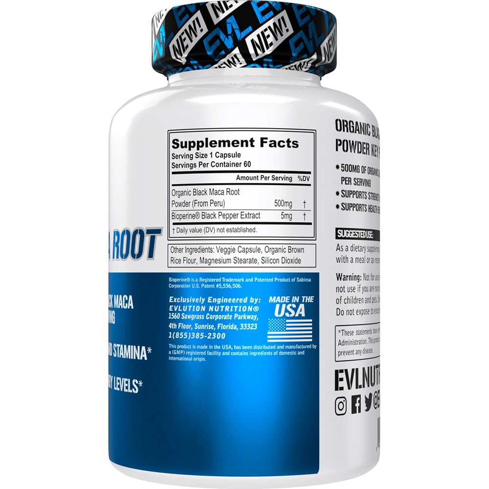 Foto 3 pulgar | Suplemento De Raíz De Maca Negra De Evlution Nutrition 500 Mg - Venta Internacional.