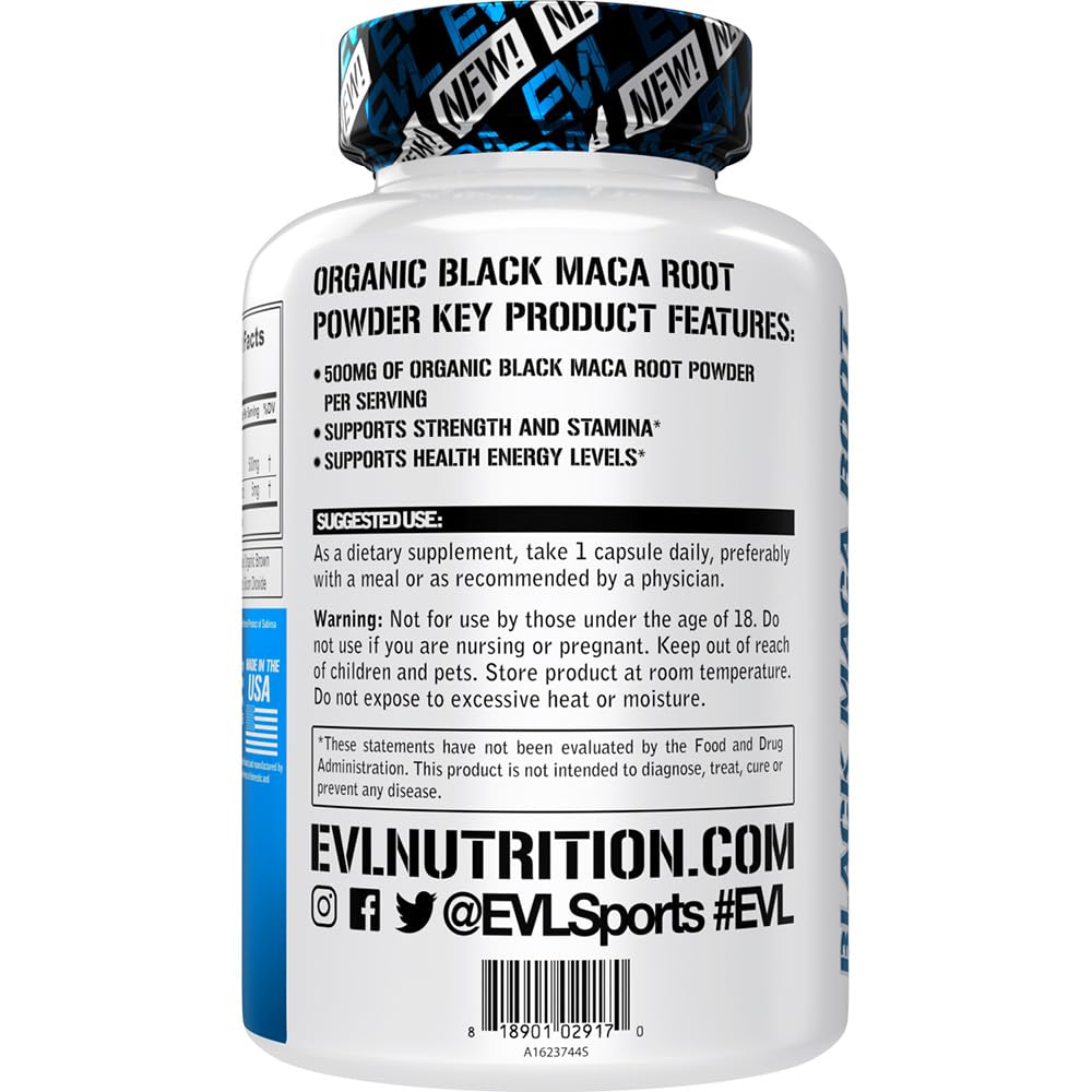Foto 4 pulgar | Suplemento De Raíz De Maca Negra De Evlution Nutrition 500 Mg - Venta Internacional.