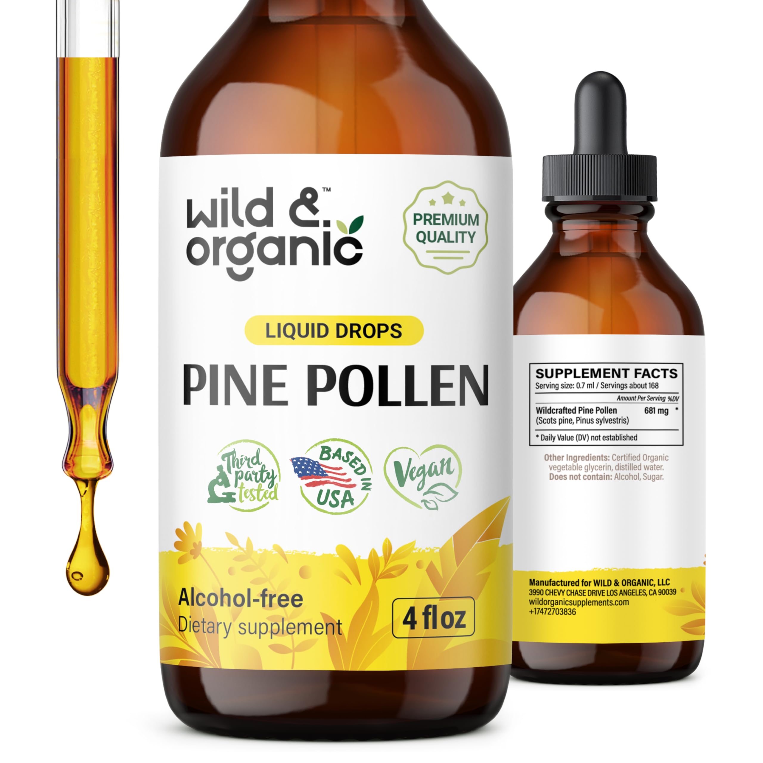 Foto 2 pulgar | Suplemento De Tintura De Polen De Pino Silvestre Y Orgánico 120 Ml - Venta Internacional.