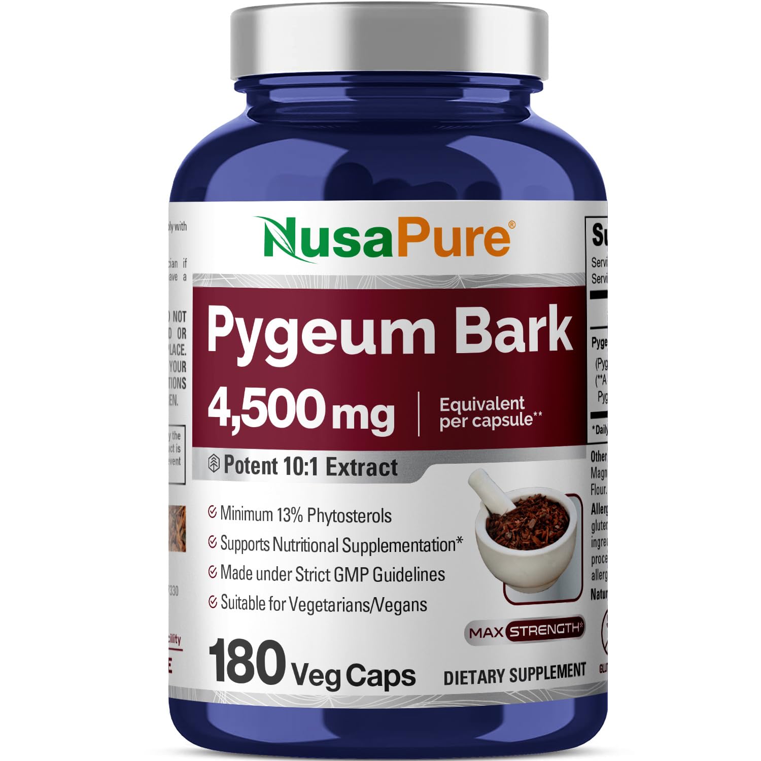 Foto 2 pulgar | Suplemento Nusapure Pygeum Bark 4500 Mg 180 Cápsulas Vegetarianas - Venta Internacional