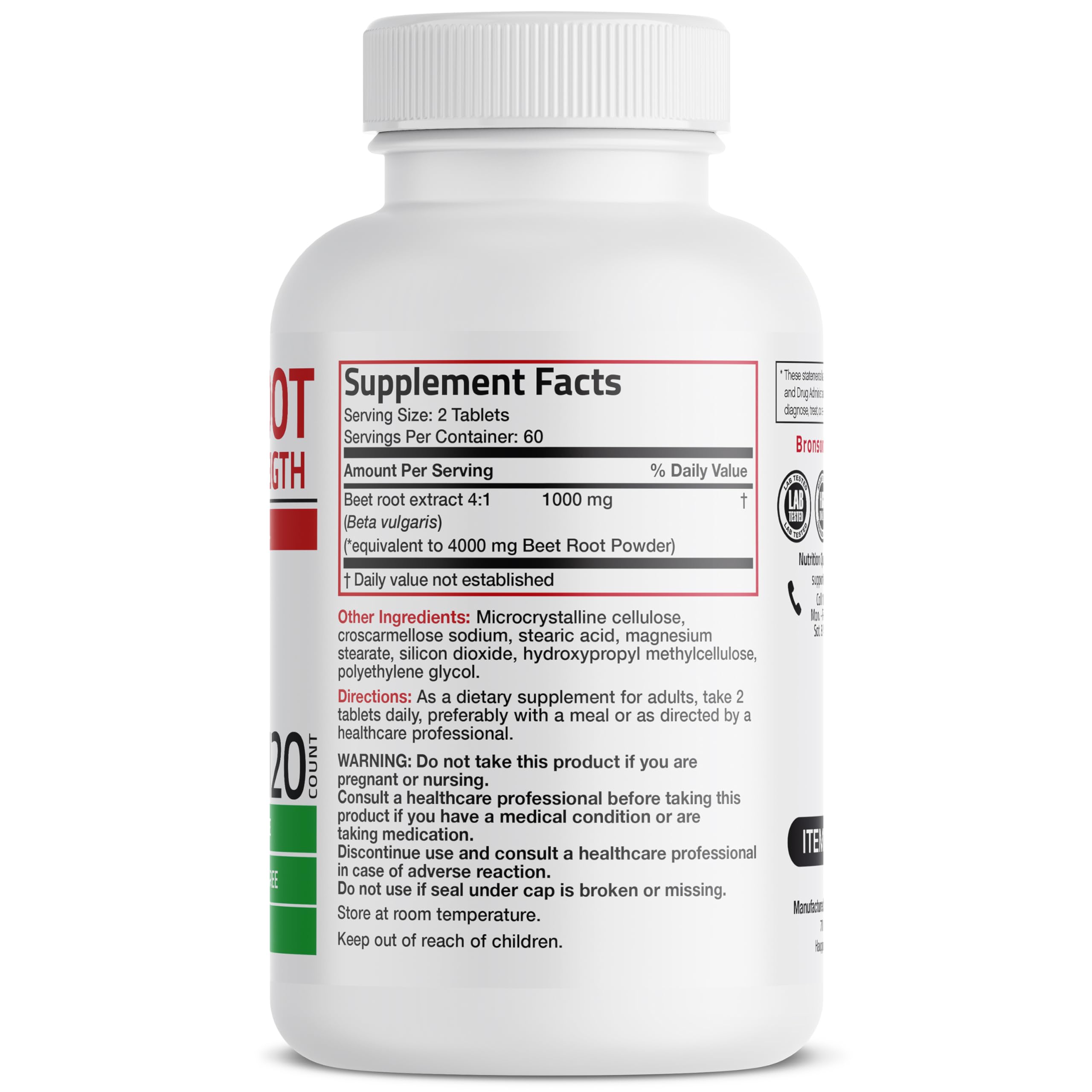 Foto 3 pulgar | Suplemento Bronson Beet Root Double Strength 4000 Mg 120 Comprimidos - Venta Internacional