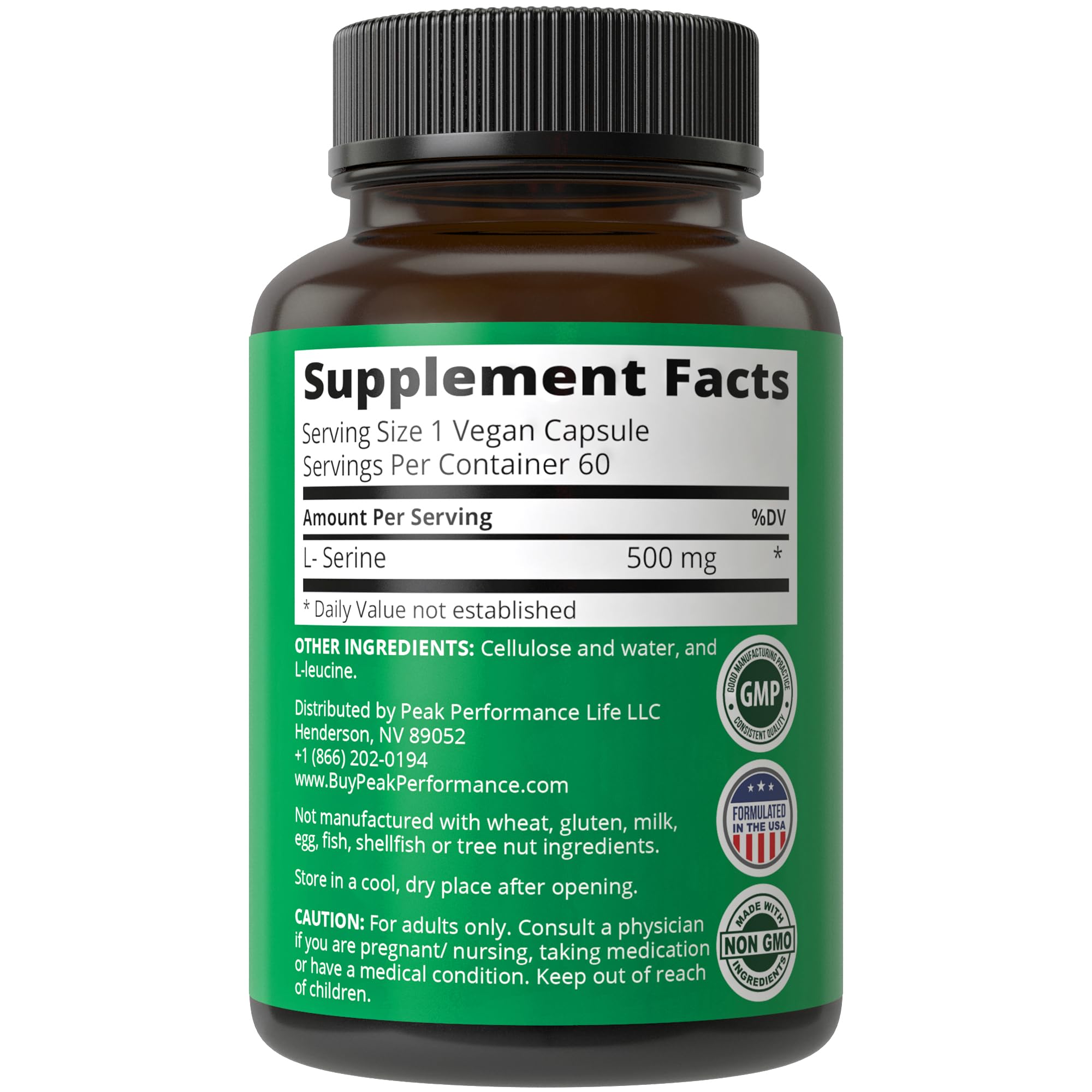Foto 6 pulgar | Suplemento Peak Performance, Cápsulas De L-serina, 500 Mg (60 Porciones) - Venta Internacional.