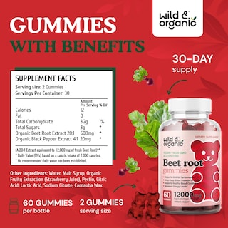 Foto 3 | Suplementos: Gomitas De Raíz De Remolacha Silvestres Y Orgánicas, 1200 Mg - Venta Internacional.