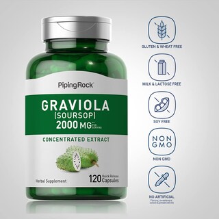 Foto 3 | Suplemento Piping Rock, Cápsulas De Guanábana, Graviola, 2000 Mg, 120 °c - Venta Internacional.
