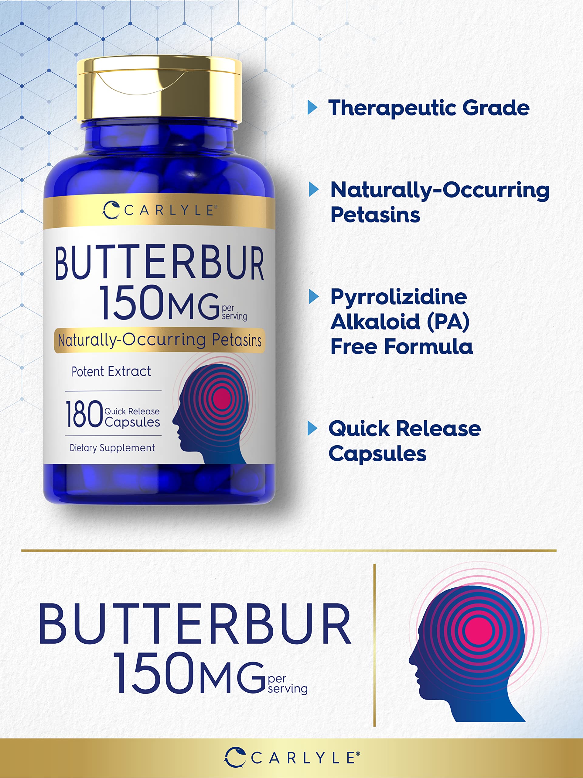 Foto 3 | Suplemento De Extracto De Petasita De Carlyle 150 Mg 180 Cápsulas - Venta Internacional.