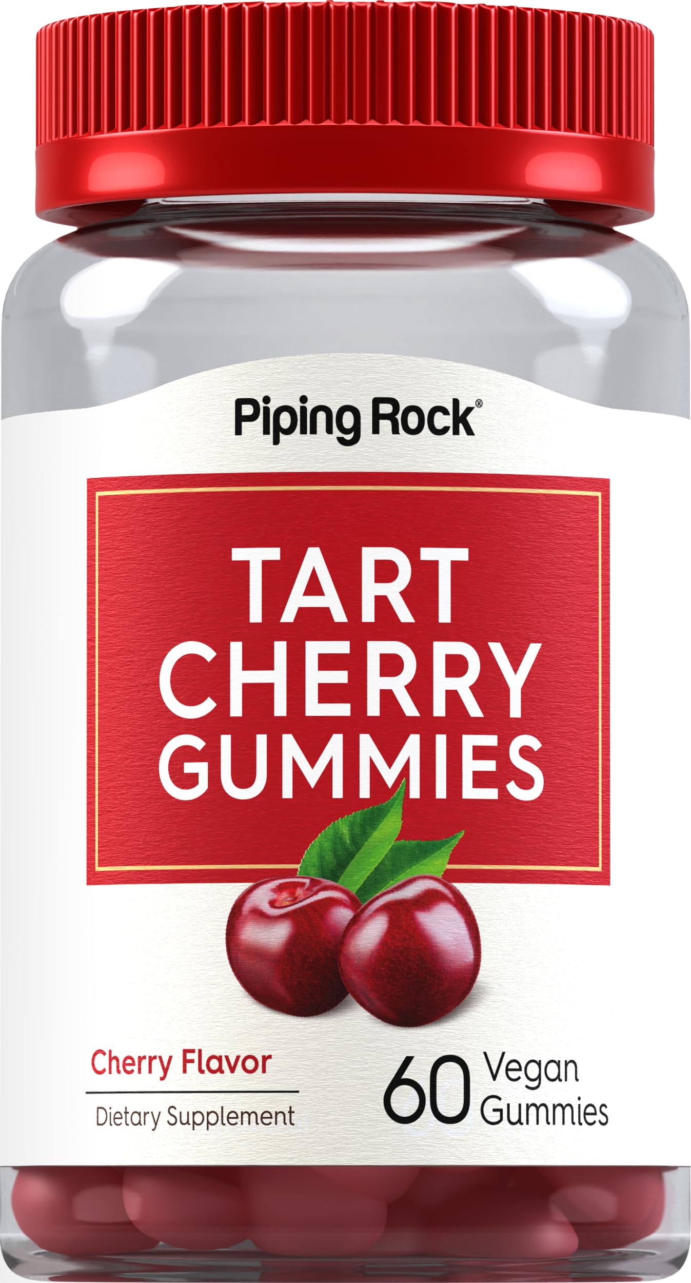 Gomitas De Cereza Supplement Piping Rock Tart, 60 Unidades, Veganas - Venta Internacional.