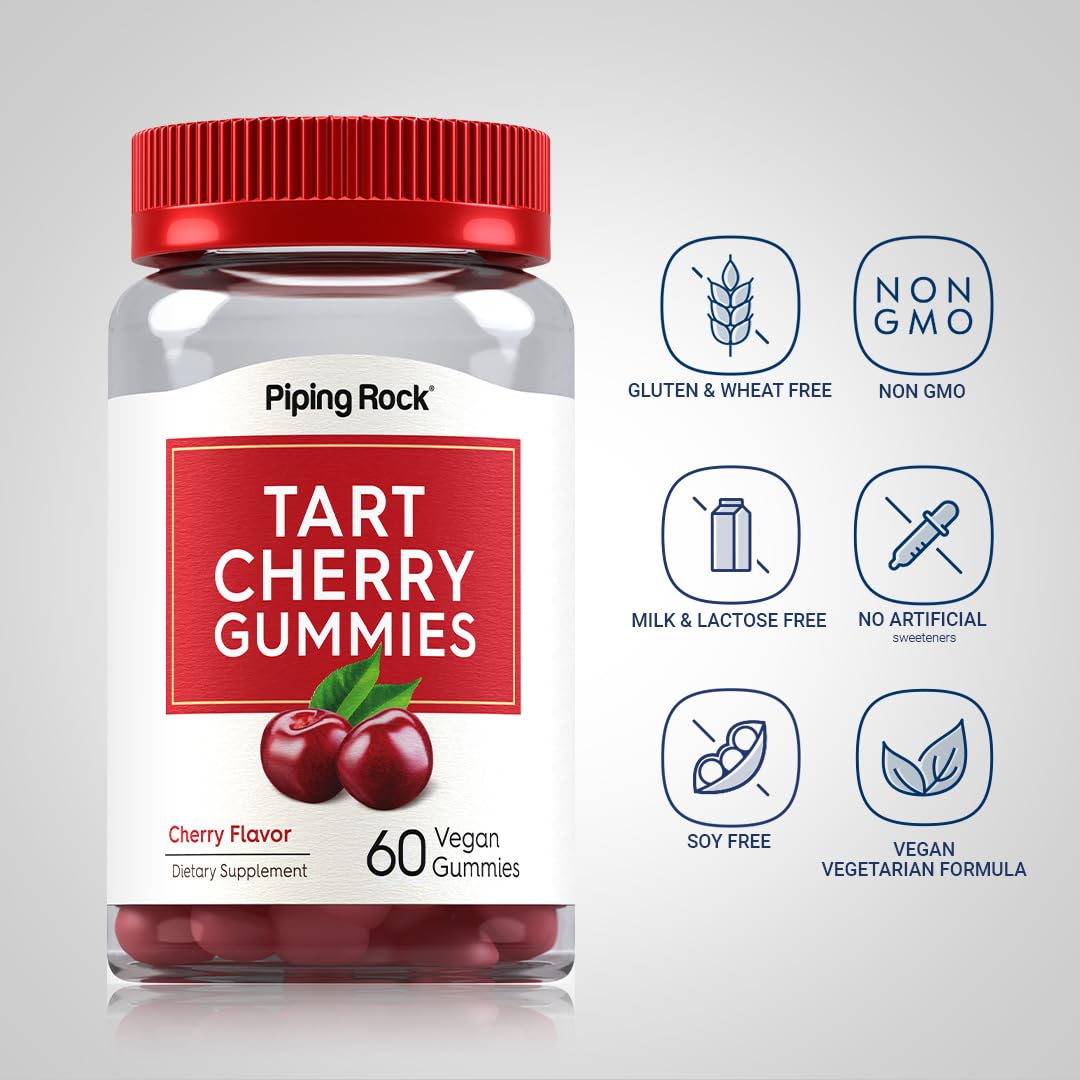 Foto 4 pulgar | Gomitas De Cereza Supplement Piping Rock Tart, 60 Unidades, Veganas - Venta Internacional.