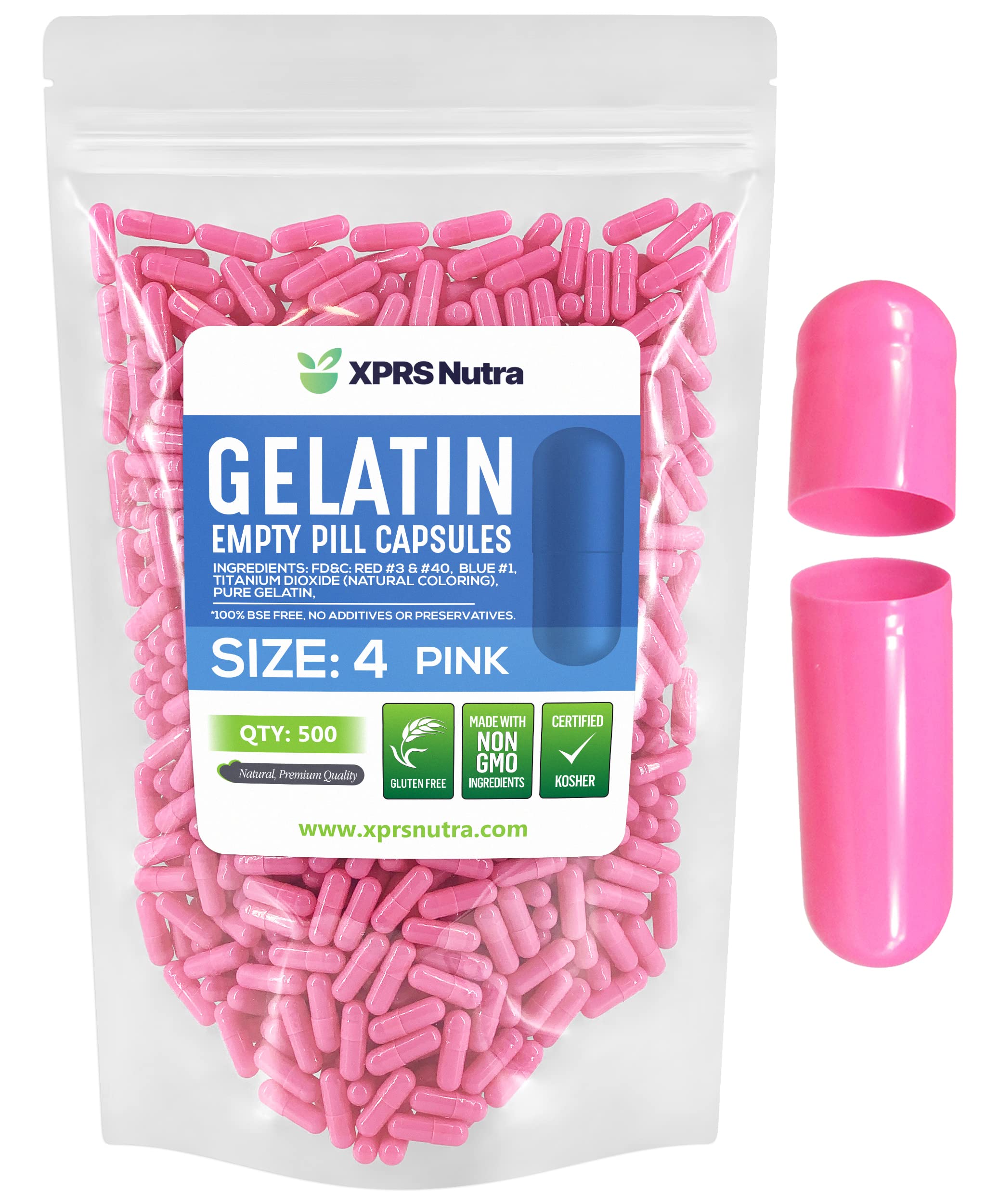 Cápsulas De Gelatina Vacías Xprs Nutra, Tamaño 4, 500 Unidades - Venta Internacional.