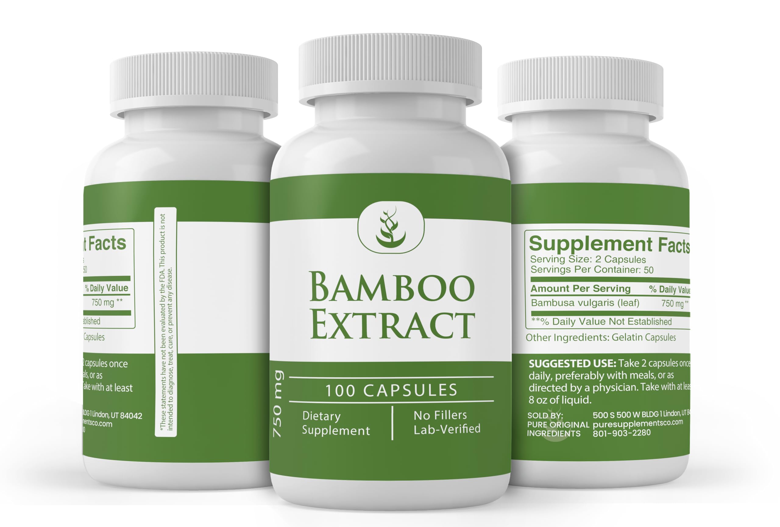 Foto 5 pulgar | Suplemento De Extracto De Bambú Con Ingredientes Orgánicos Puros, 100 Cápsulas - Venta Internacional.