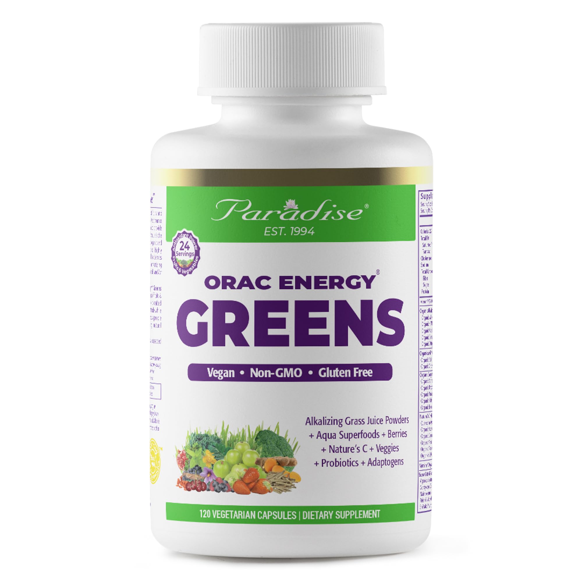 Foto 1 | Suplemento Paradise Orac Energy Greens 120 Cápsulas - Venta Internacional.