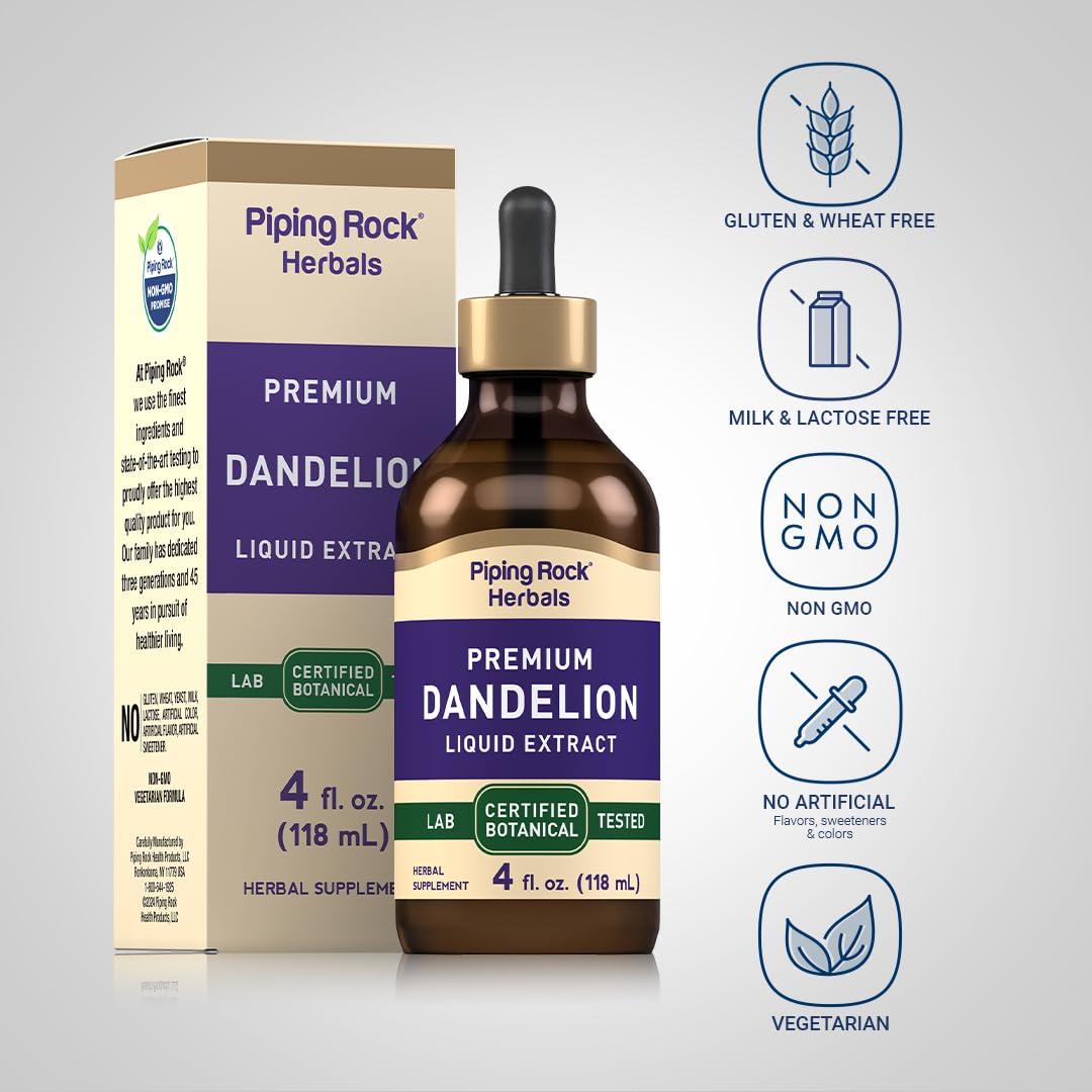 Foto 4 pulgar | Suplemento De Extracto De Raíz De Diente De León Piping Rock, 120 Ml - Venta Internacional.