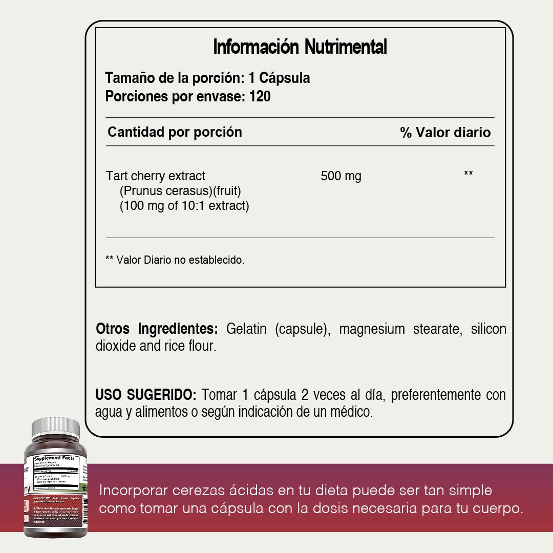 Foto 5 pulgar | Amazing Formulas Tart Cherry Alivio Dolor Inflamación Cereza Ácida 120 Cápsulas