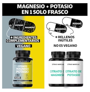 Foto 3 | Suplemento de Citrato de Magnesio y Potasio 1500mg con Plátano en Polvo - 180 Cápsulas Veganas