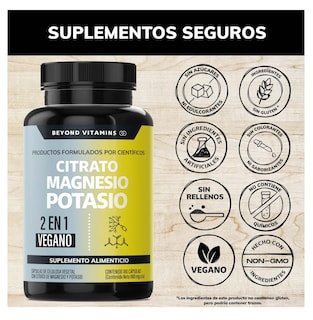 Foto 4 | Suplemento de Citrato de Magnesio y Potasio 1500mg con Plátano en Polvo - 180 Cápsulas Veganas