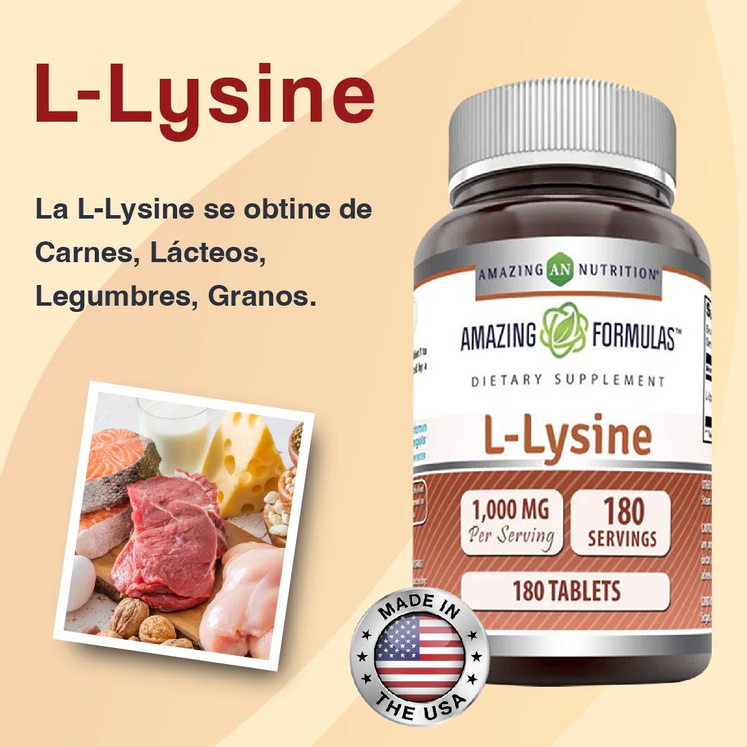 Foto 4 pulgar | Amazing Nutrition L-lysine 1000 Mg Lisina Apoyo Sistema Inmunológico 180 Tabletas