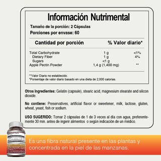 Foto 4 | Amazing Formulas Apple Pectin Digestión Control Colesterol Pectina De Manazana 120 Cápsulas
