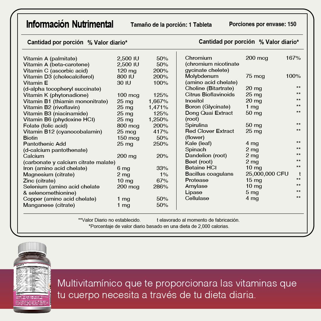 Foto 5 pulgar | Amazing Formulas Womens' One Multiple Salud Mujer Multivitaminico 150 Tabletas
