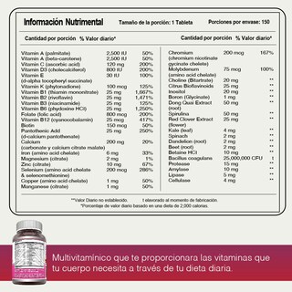 Foto 4 | Amazing Formulas Womens' One Multiple Salud Mujer Multivitaminico 150 Tabletas
