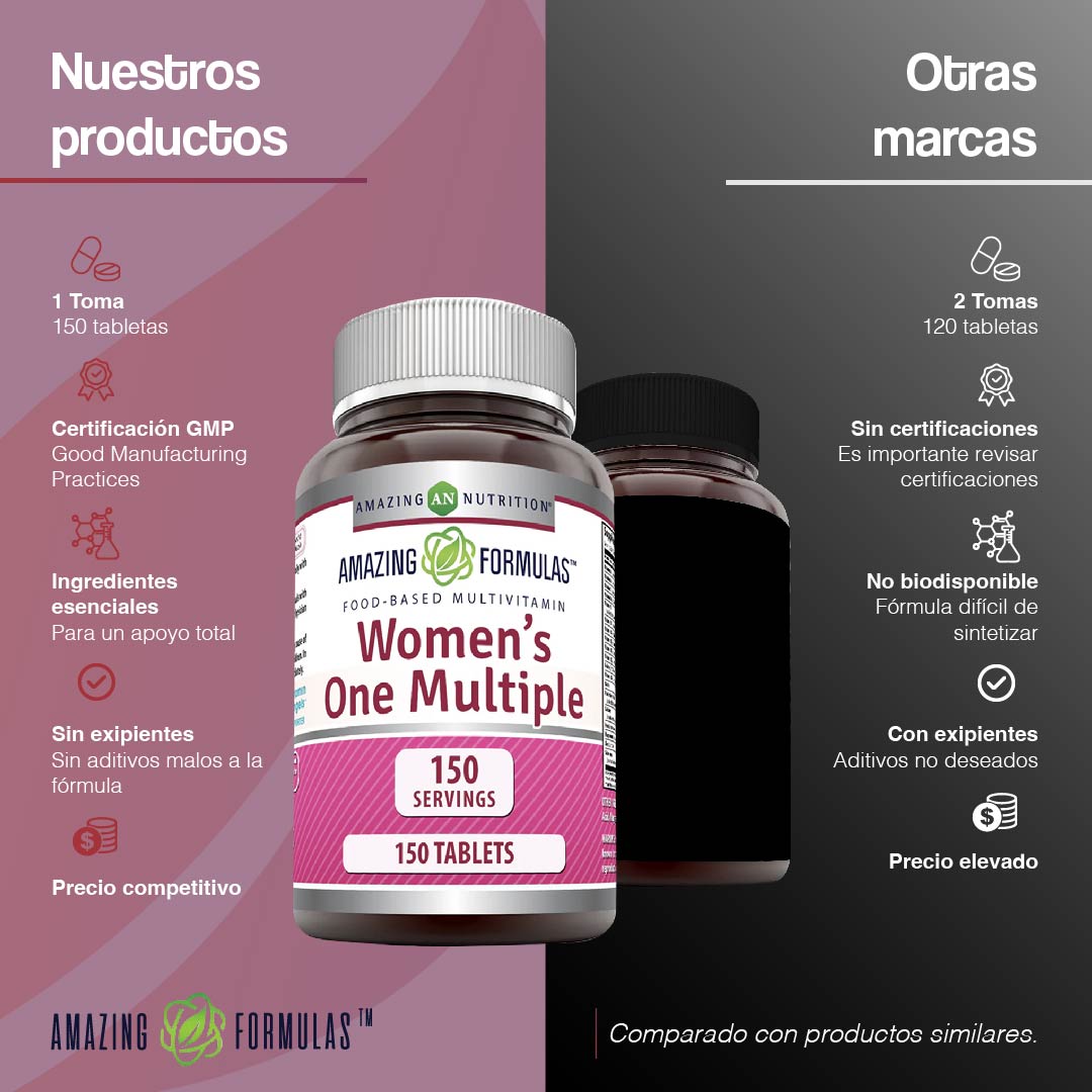Foto 6 pulgar | Amazing Formulas Womens' One Multiple Salud Mujer Multivitaminico 150 Tabletas