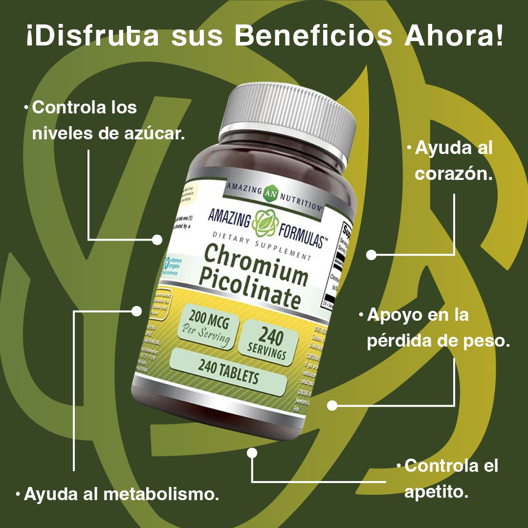 Foto 2 | Amazing Nutrition, Picolinato De Cromo Regulación Del Azúcar Perdida De Peso 240 Tabletas