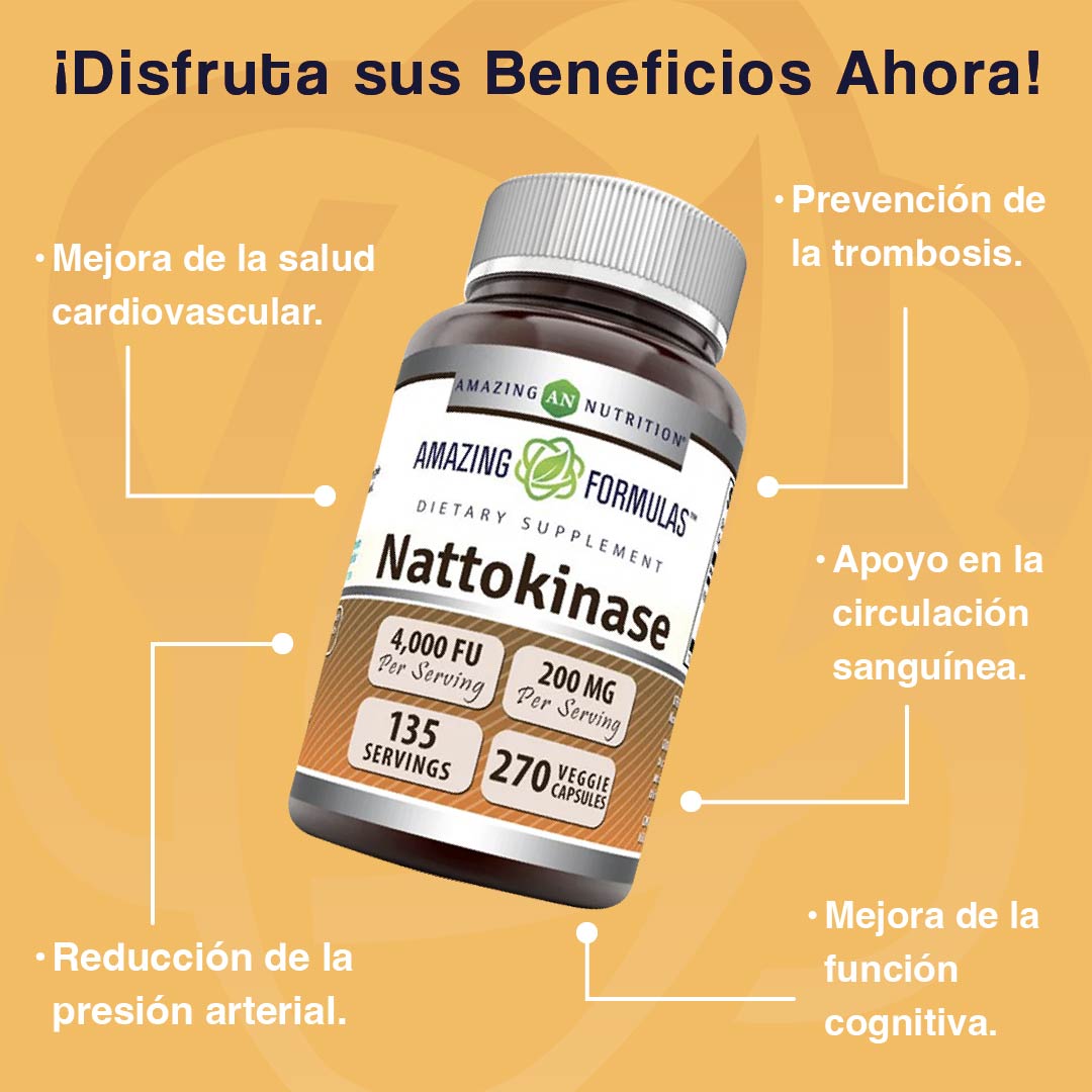 Foto 3 pulgar | Amazing Formulas Nattokinase Salud Cardiovascular Presión Arterial 100 Mg 270 Cápsulas