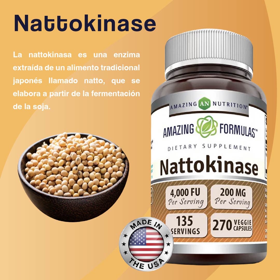 Foto 4 pulgar | Amazing Formulas Nattokinase Salud Cardiovascular Presión Arterial 100 Mg 270 Cápsulas