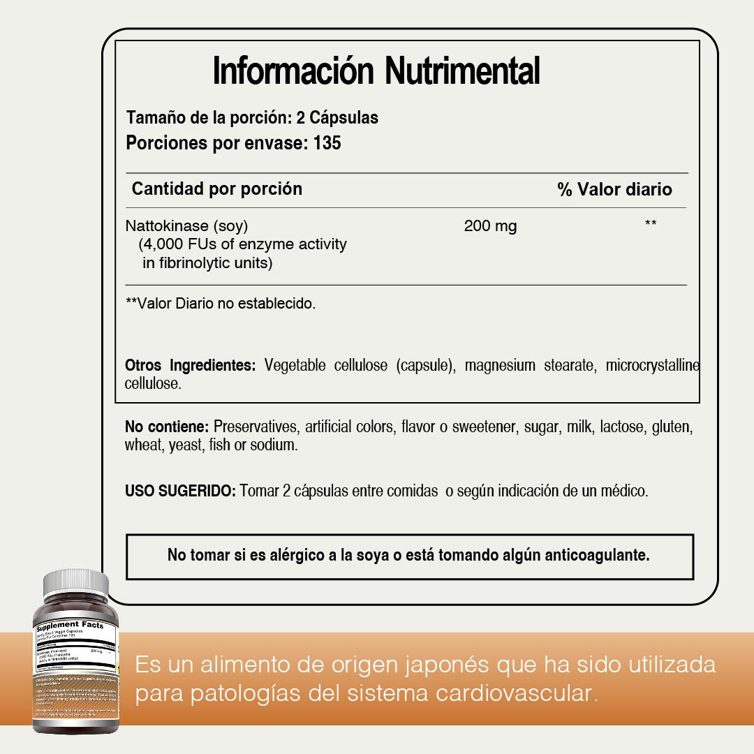 Foto 4 | Amazing Formulas Nattokinase Salud Cardiovascular Presión Arterial 100 Mg 270 Cápsulas