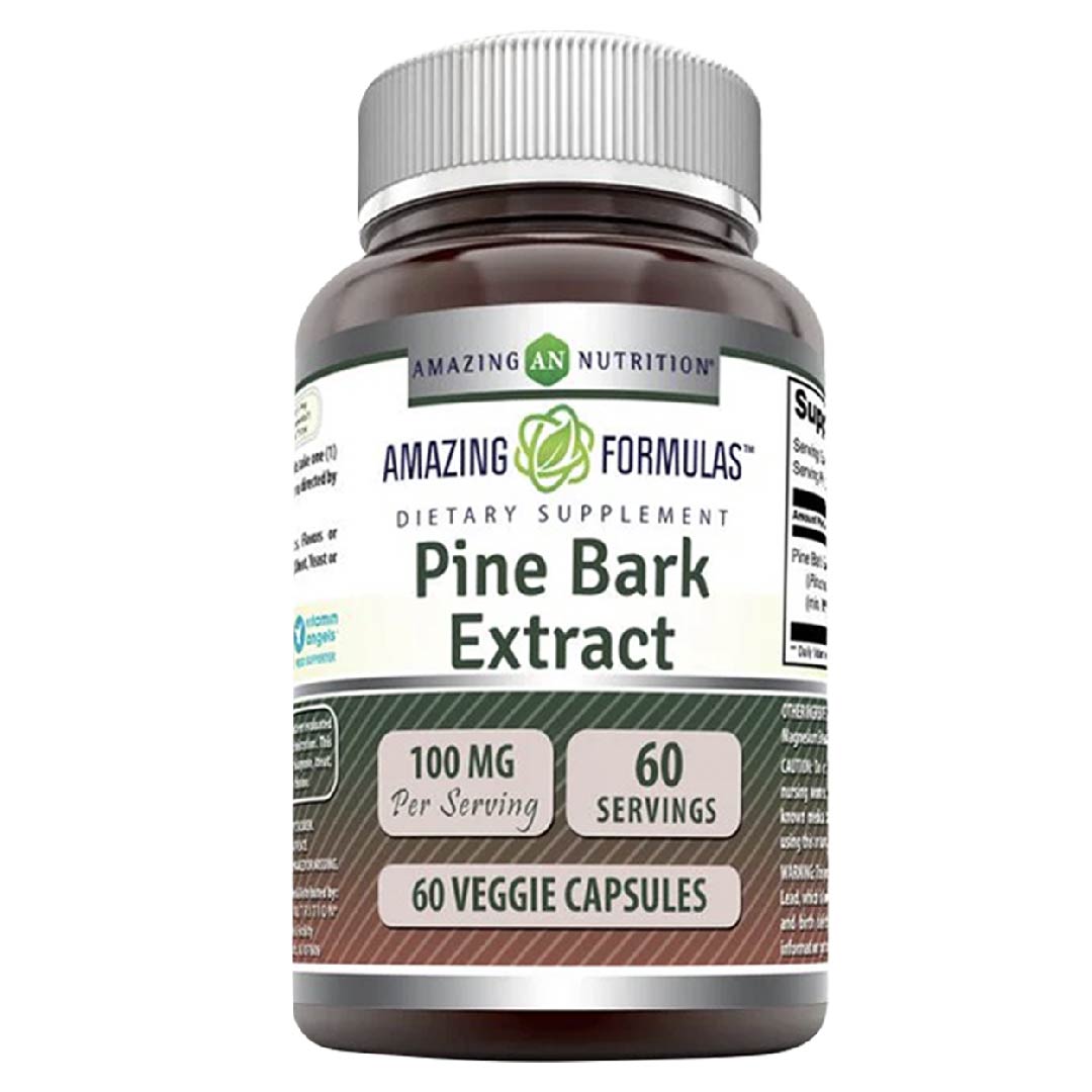 Amazing Formulas Pine Bark Extract 100mg Antioxidante 60 Cápsulas