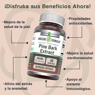 Foto 2 | Amazing Formulas Pine Bark Extract 100mg Antioxidante 60 Cápsulas