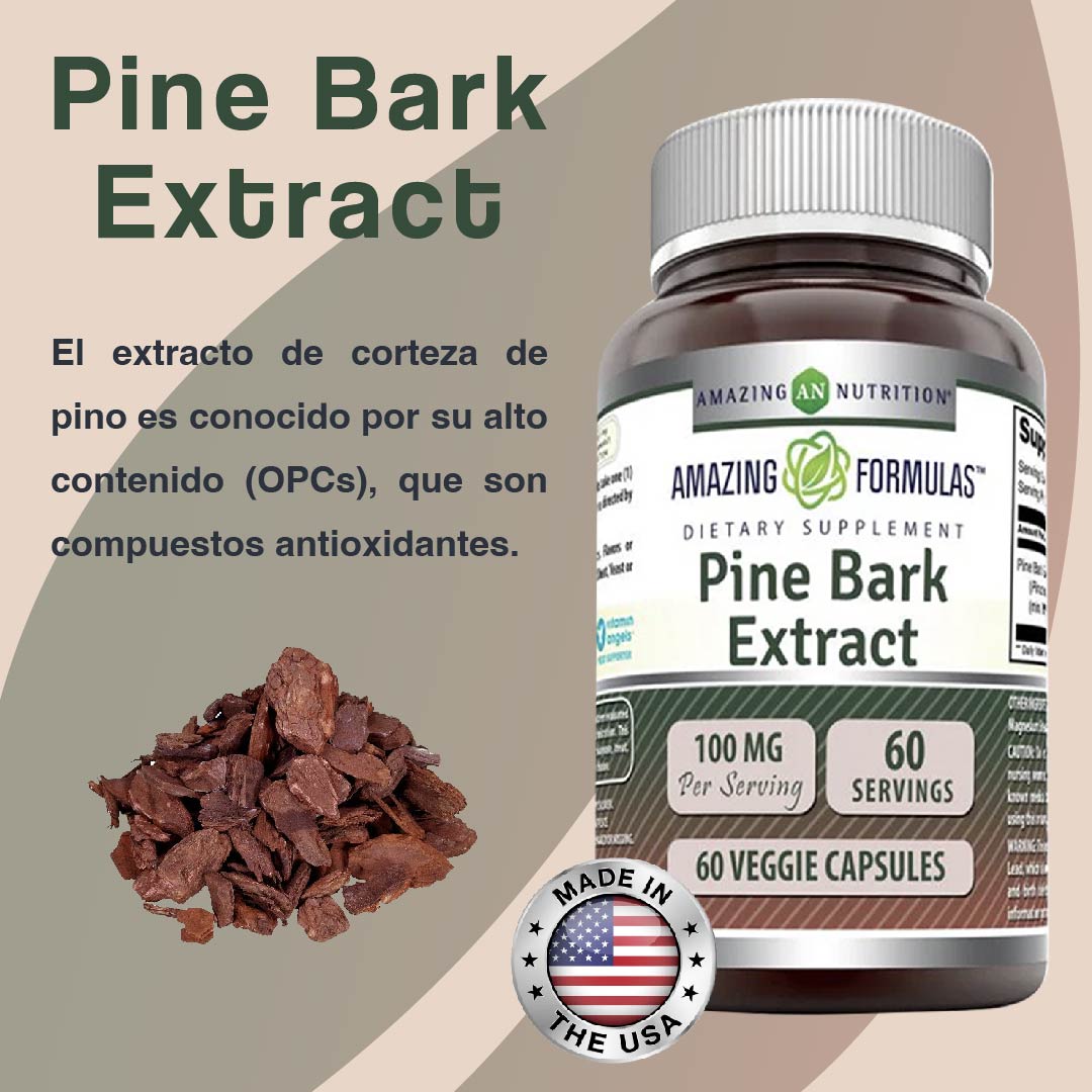 Foto 4 pulgar | Amazing Formulas Pine Bark Extract 100mg Antioxidante 60 Cápsulas
